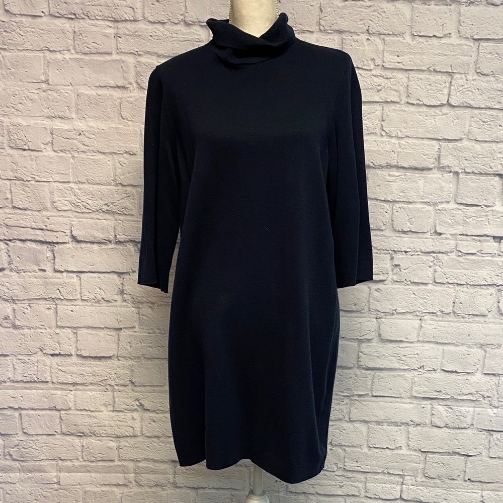 J. Jill Navy 3/4 Sleeve Sweater Dress Size L